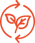 Circular arrows with leaves symbolizing sustainability and recycled materials
