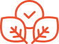 Heart with leaves icon representing eco-friendly practices and carbon neutrality