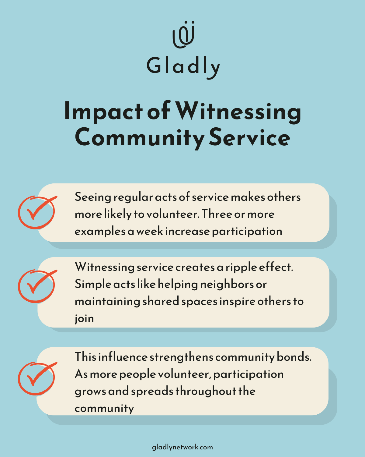 Infographic on characteristics of a good person showing how community service visibility inspires others, multiplies kindness, and strengthens bonds.